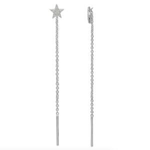 PRIMROSE Sterling Silver CZ Threader Earrings OS
